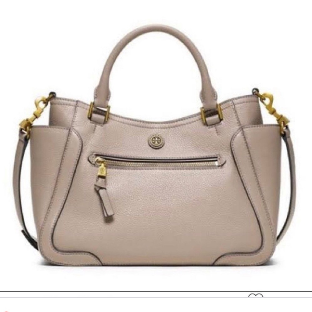 Tory Burch Frances French large purse gray tote